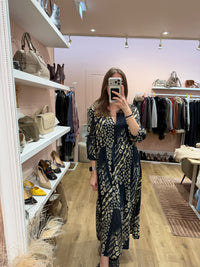 Robe Ba&sh longue bleu marine et beige T.S 21/09