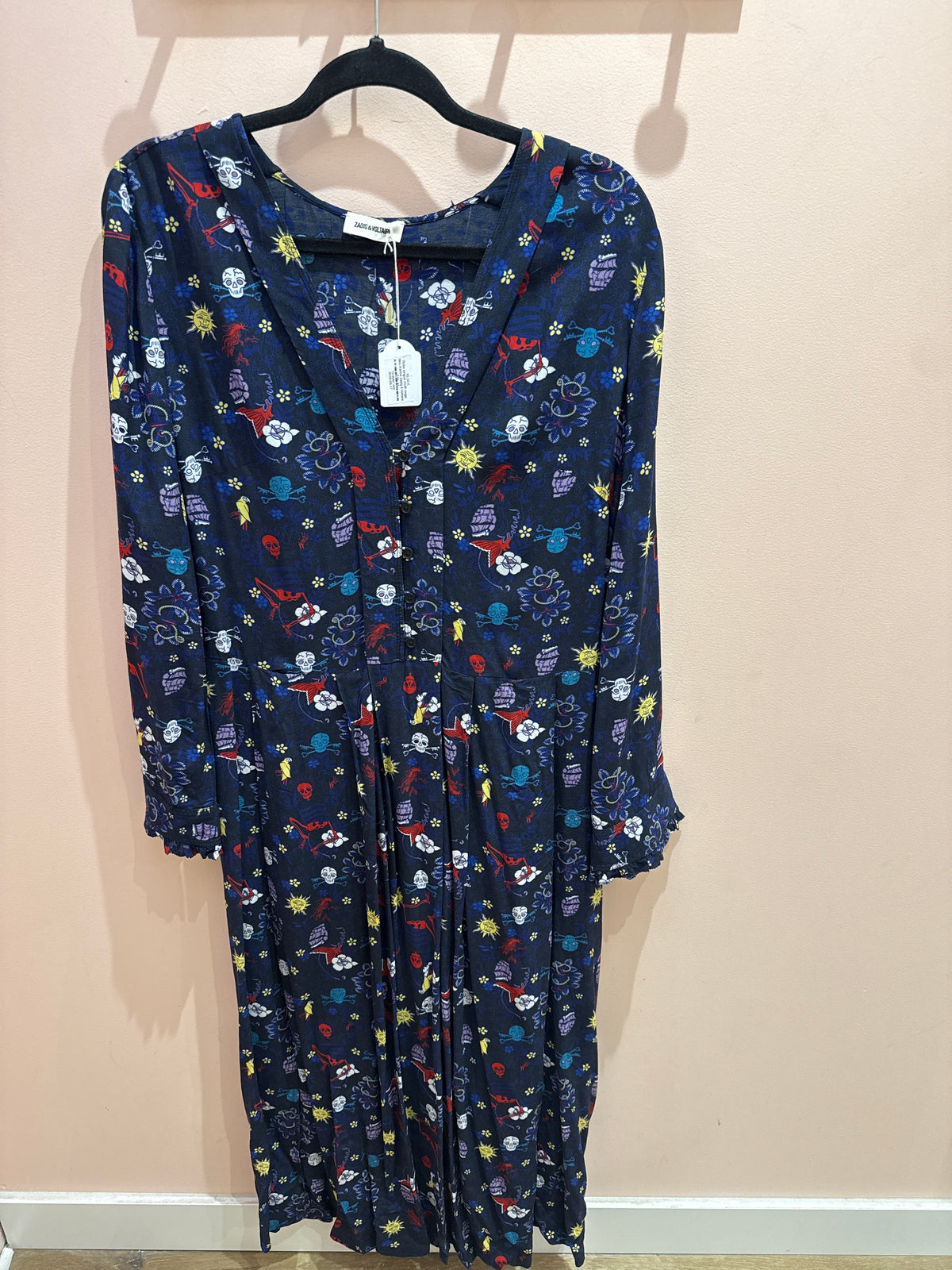 Robe longue motif rouge bleu marine Zadig & Voltaire T.M