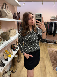 Blouse noire à pois blancs Claudie Pierlot - T.S 22/09