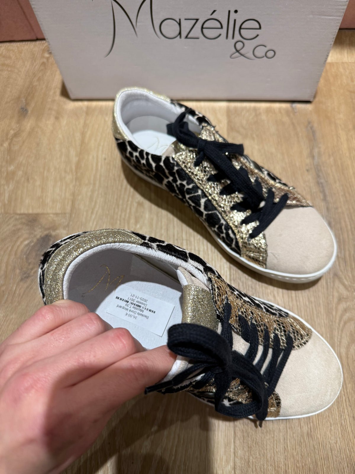 Baskets Doré léopard Mazélie T.39