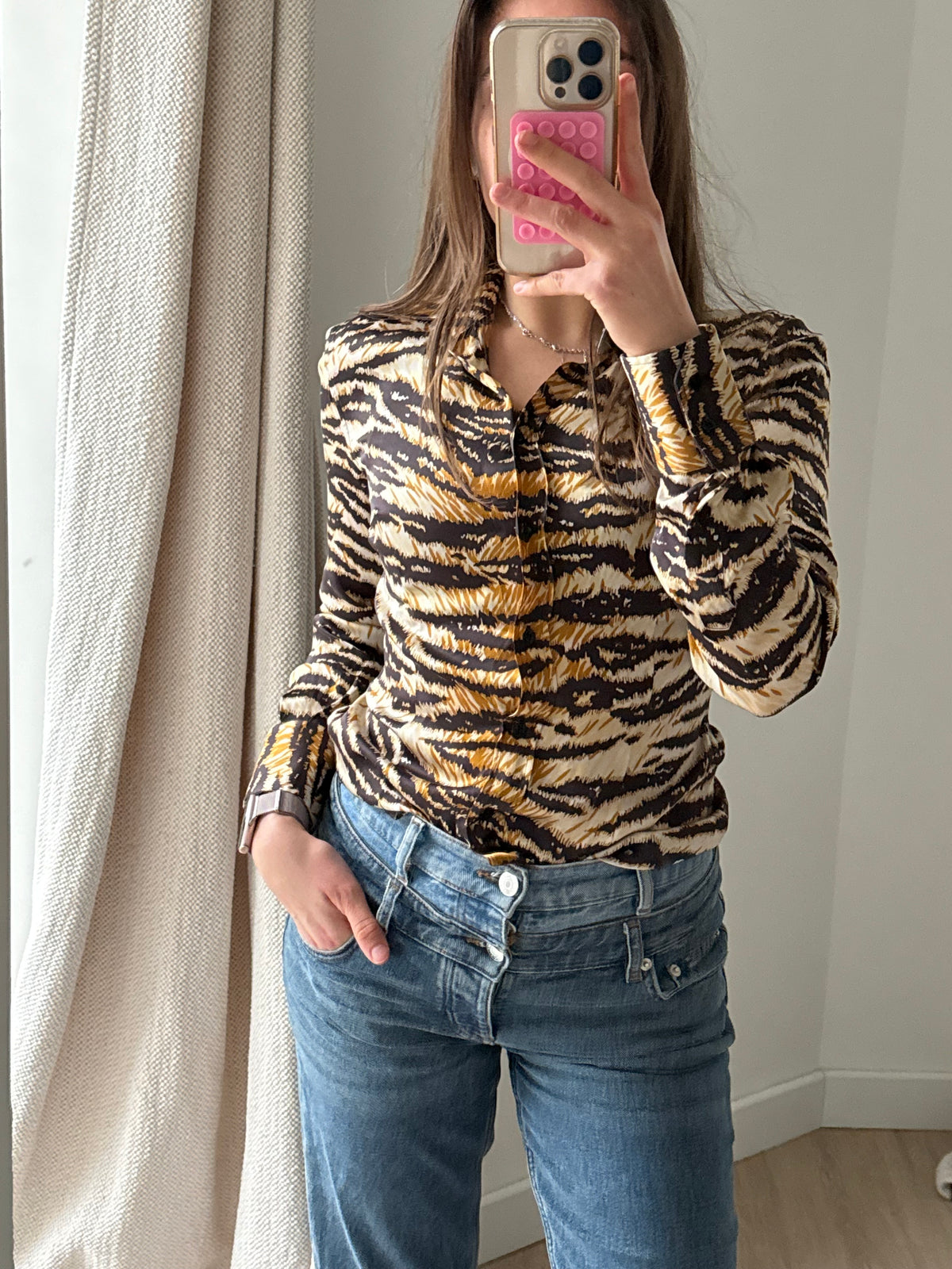 Chemise Dolce & Gabbana beige marron T.36