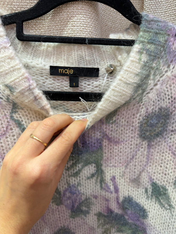 Pull beige et violet Maje T.S 11/09