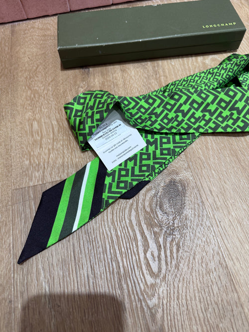 Foulard Longchamp vert fluo soie