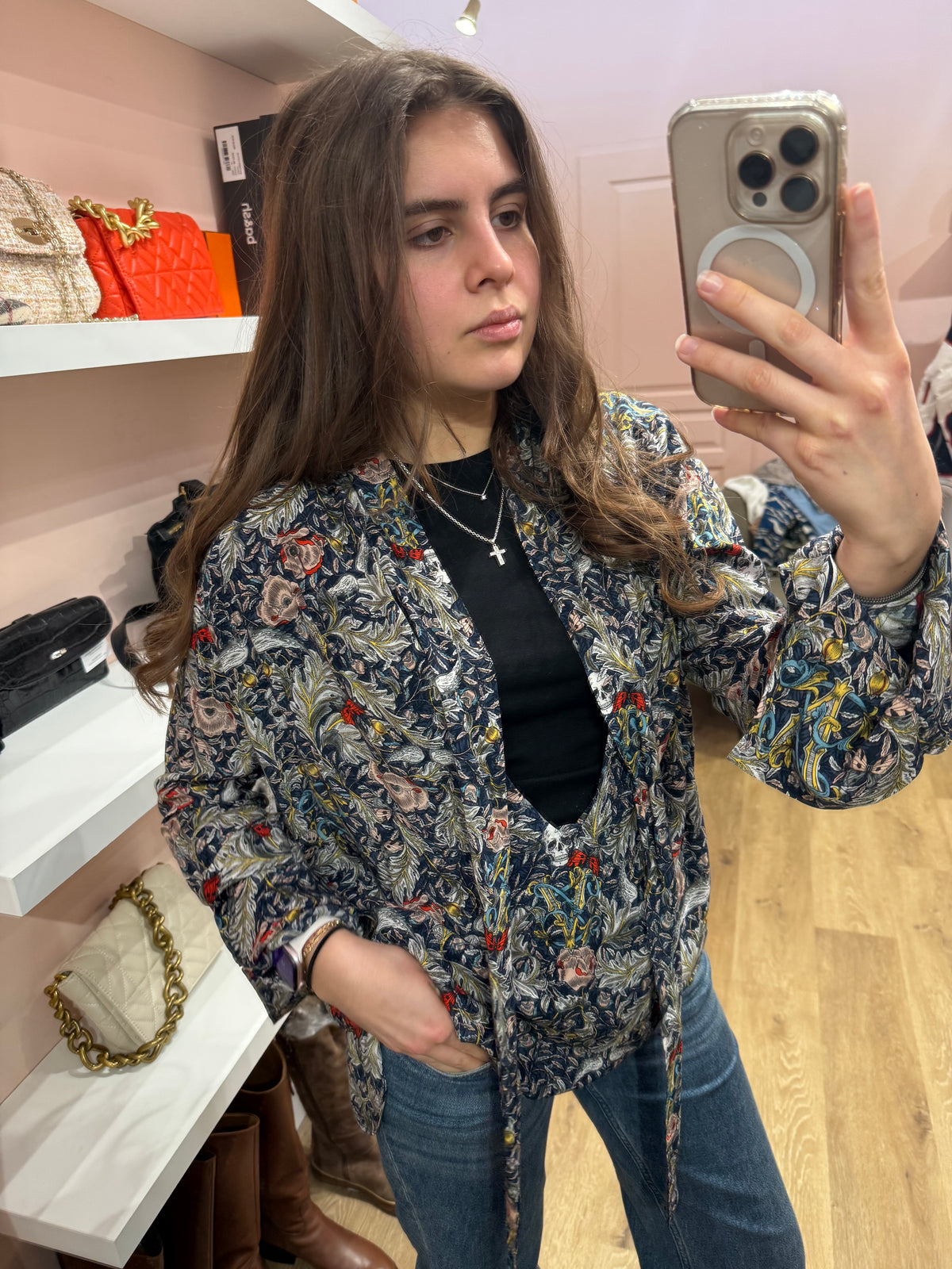 Blouse marine motif feuille Zadig & Voltaire