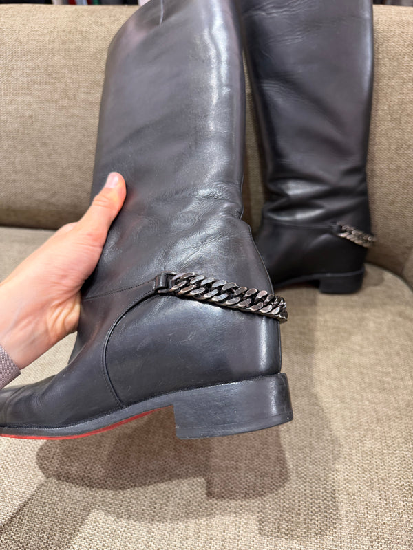 Christian Louboutin - Bottes noires avec chaîne - T.36,5 01/09
