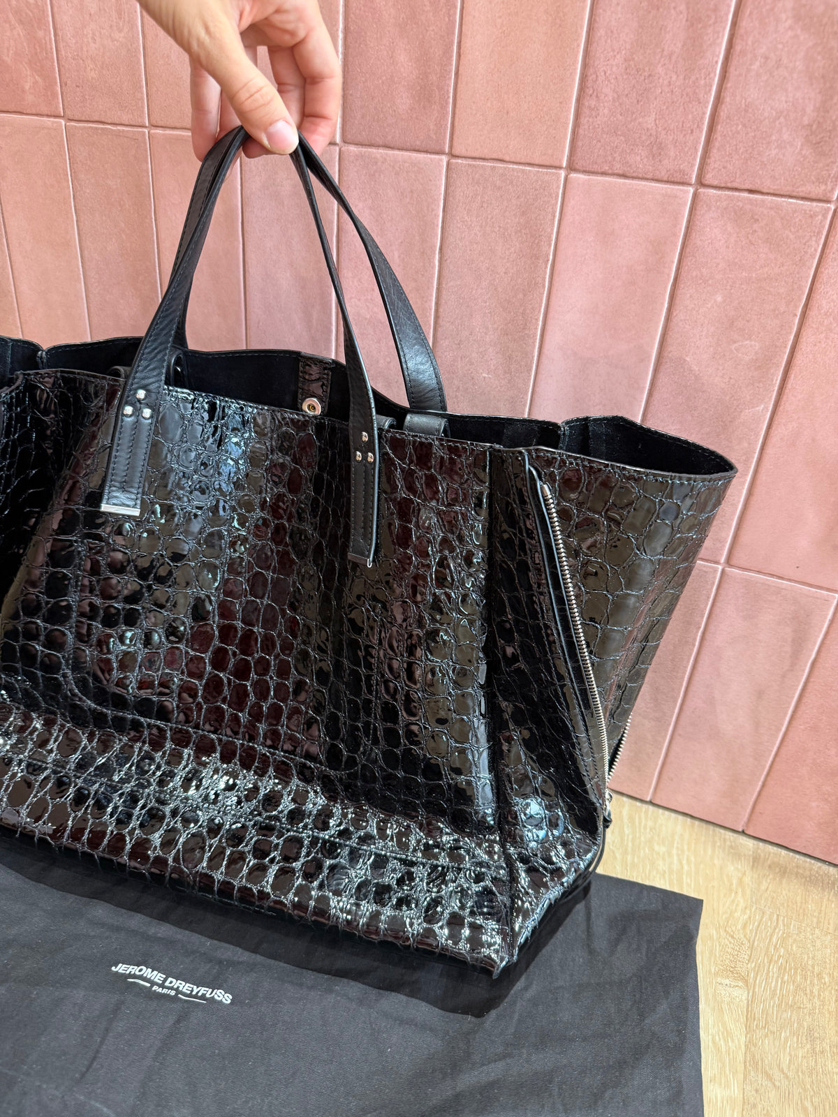 Sac noir croco Jérôme Dreyfuss 24/06