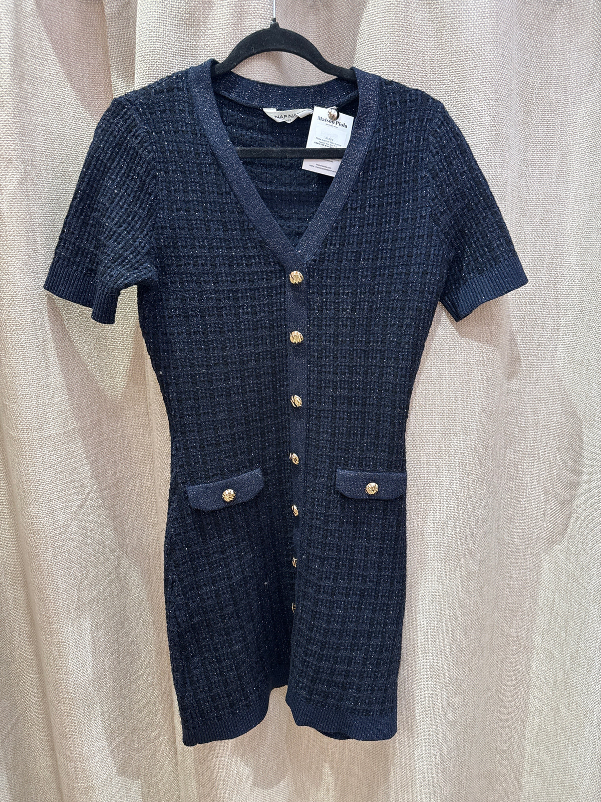 Robe noire et bleu marine tweed Naf Naf T.S