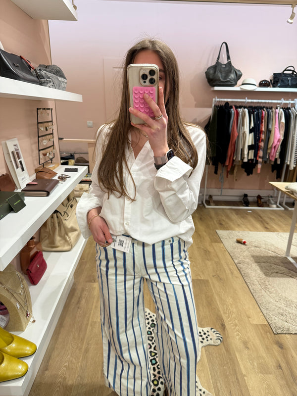 Pantalon ralph LaurenBlanc a rayures T.36
