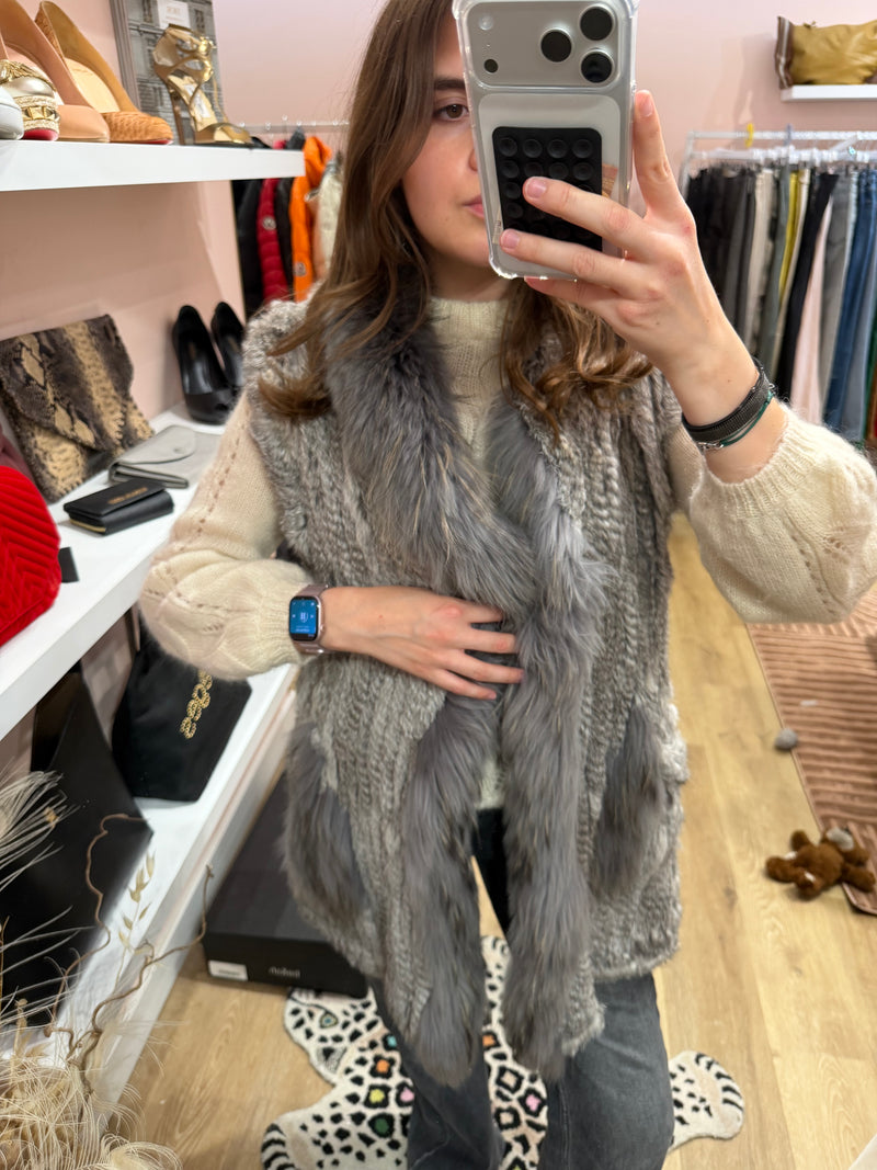 Veste sans manches vraie fourrure 18/08 T.unique