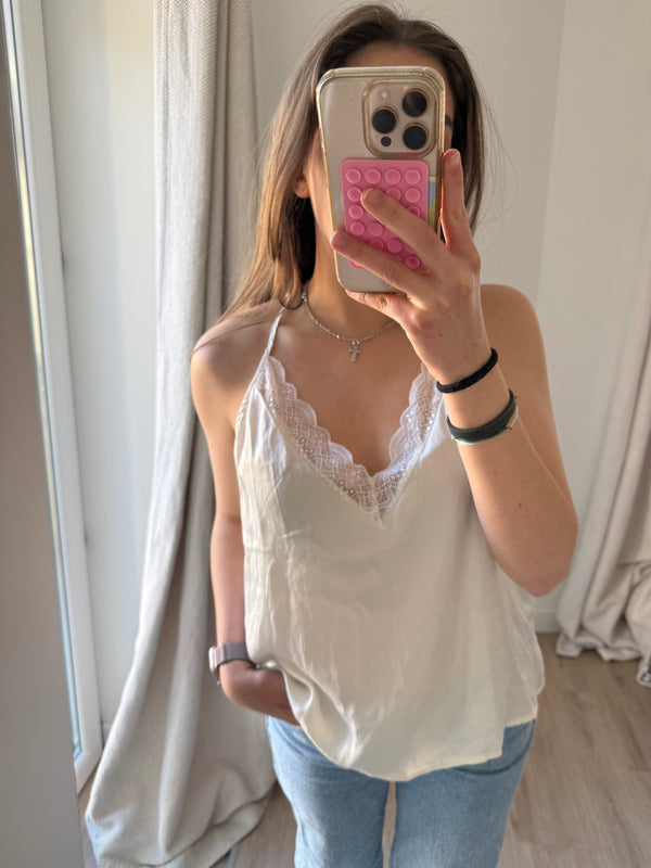 Débardeur blanc Bérénice soie T.38