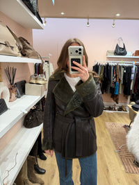 Veste marron effet peau lainé Gerard Darel 12/10