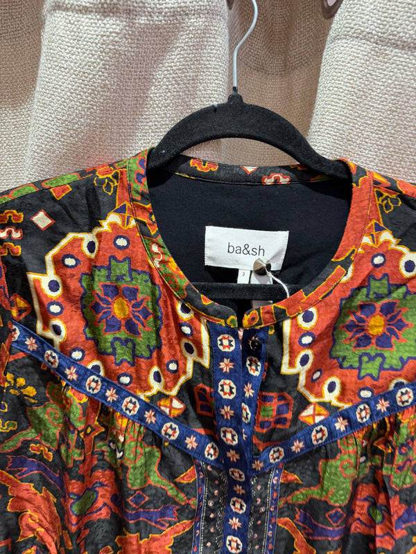 Blouse ocre et verte manches longues ba&sh 08/10