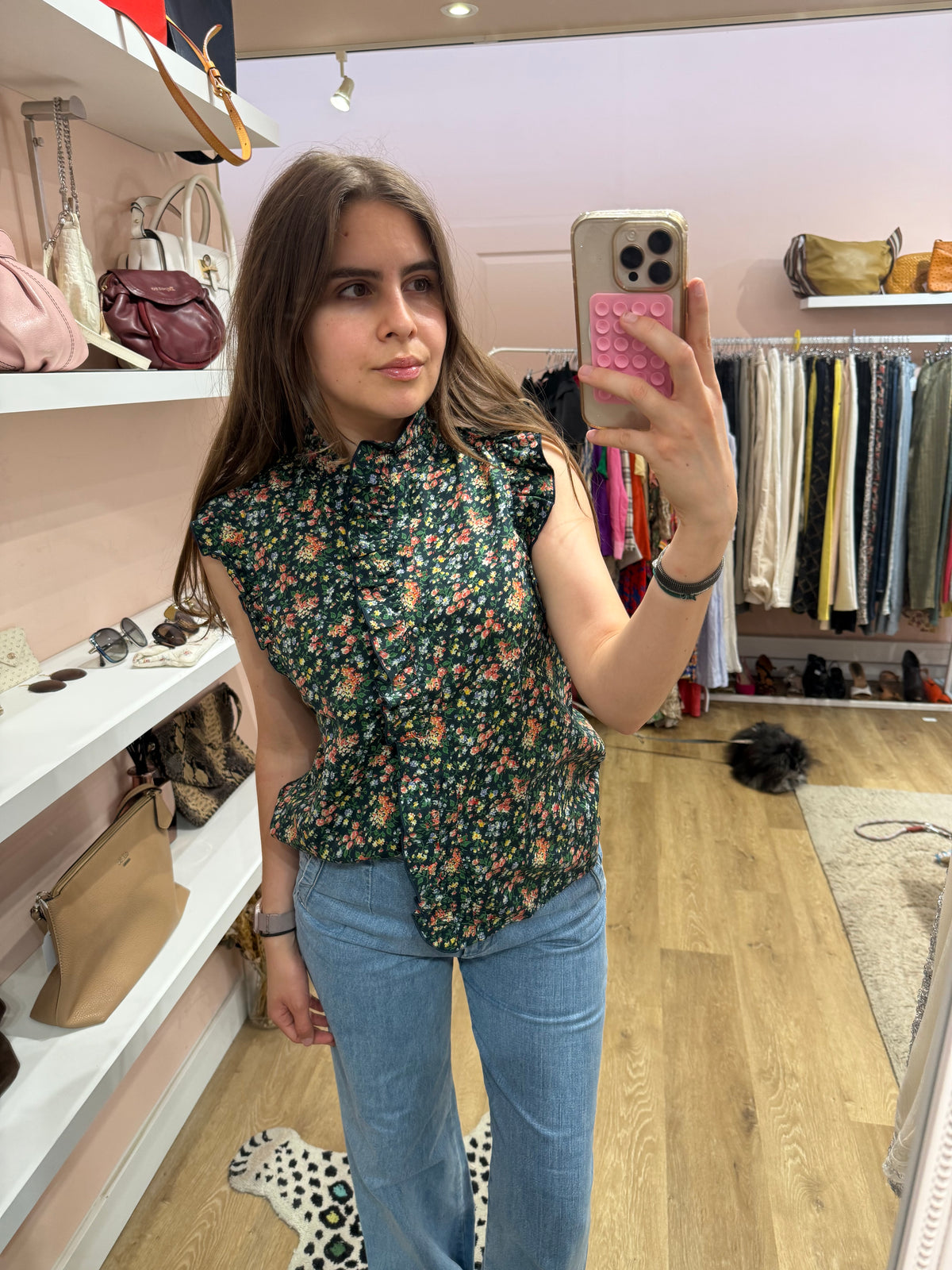 Sans marque Top Bleu fleurs rouges T.34 01/07