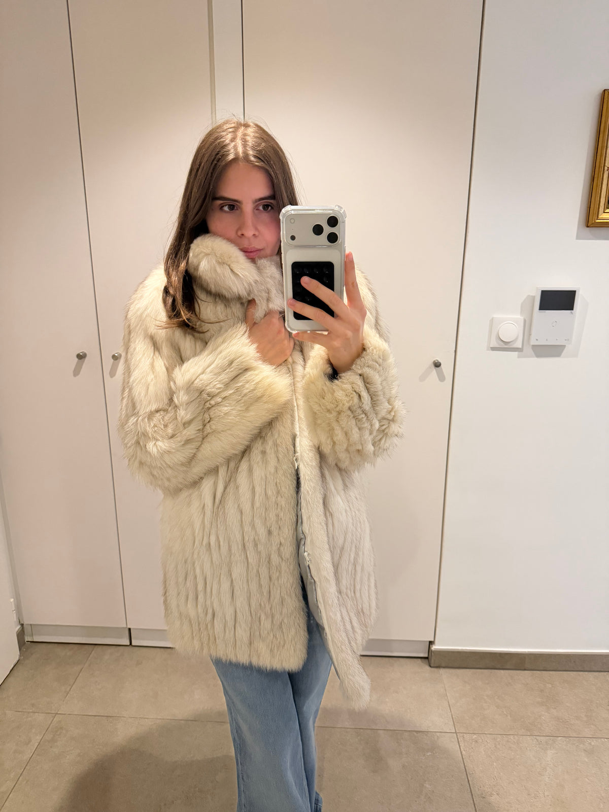 Manteau fourrure renard argenté T.38 12/08