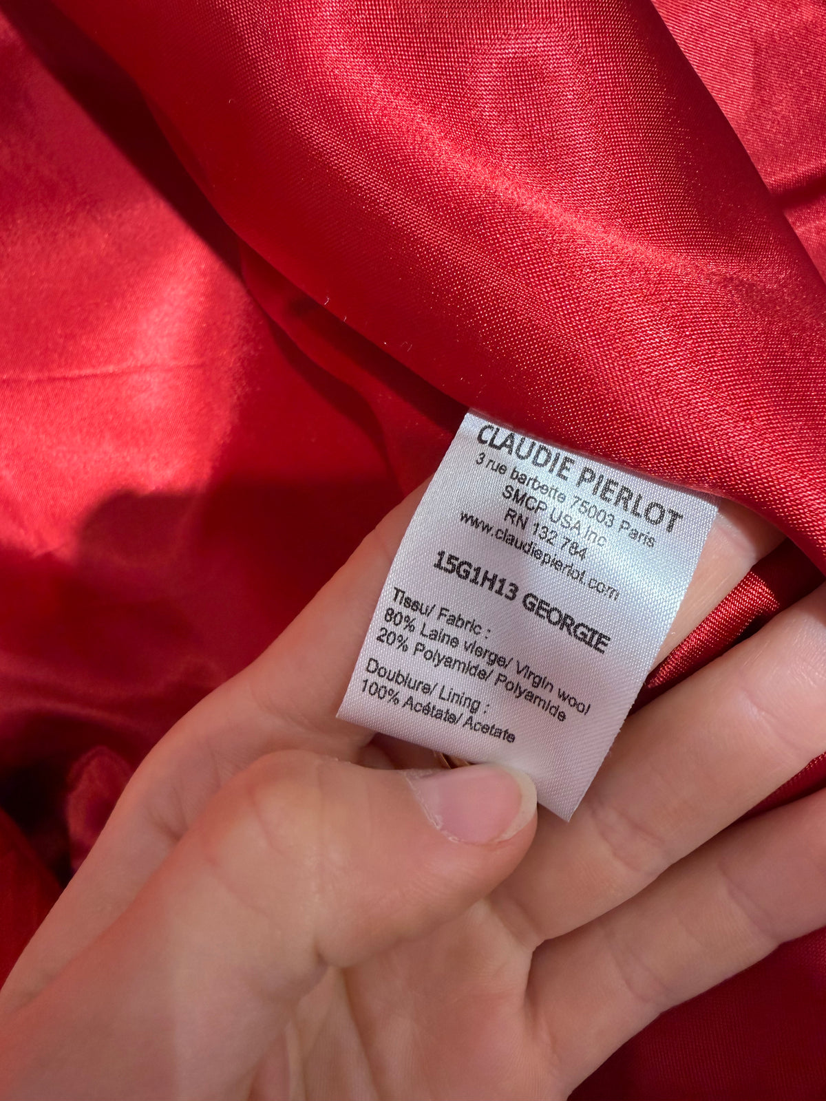 Manteau rouge en laine - Claudie Pierlot - T.38 20/10