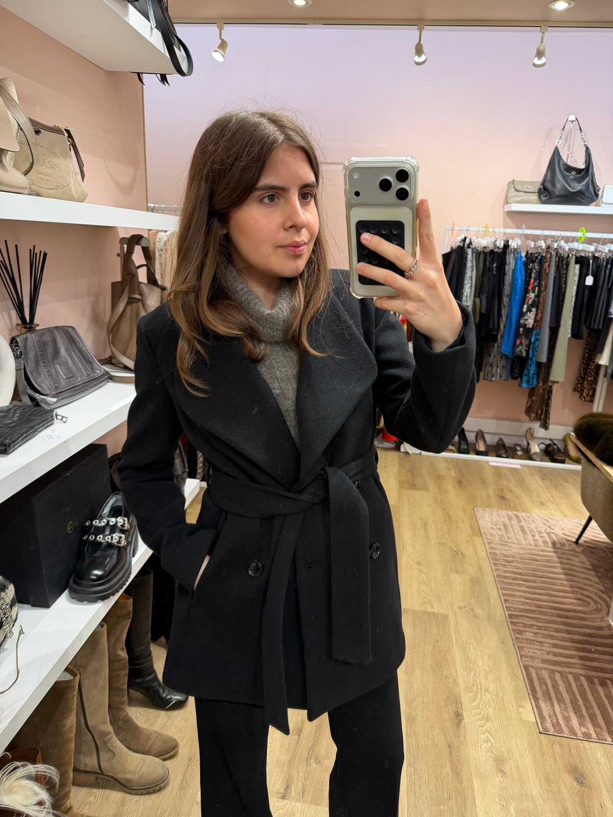 Manteau noir ceinturé Liu Jo T.36 16/10