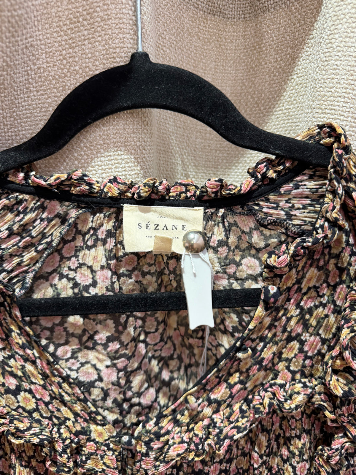 Blouse rose et beige manches longues Sézane T.36
