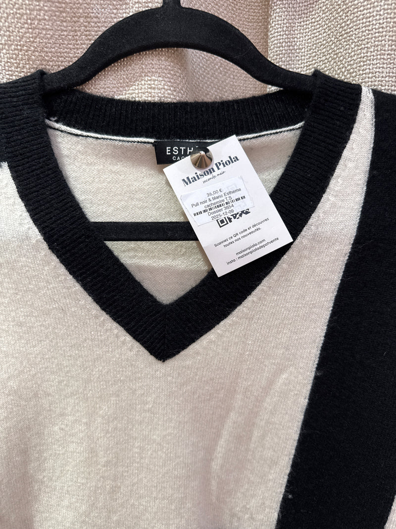 Pull noir & blanc Estheme cachemire T.S