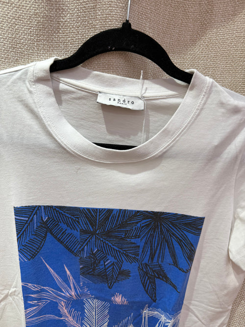 T-shirt bleu et rose Sandro carré T.S