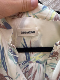Zadig & Voltaire Robe Bleu et blanche Robe motif feuilles T.L