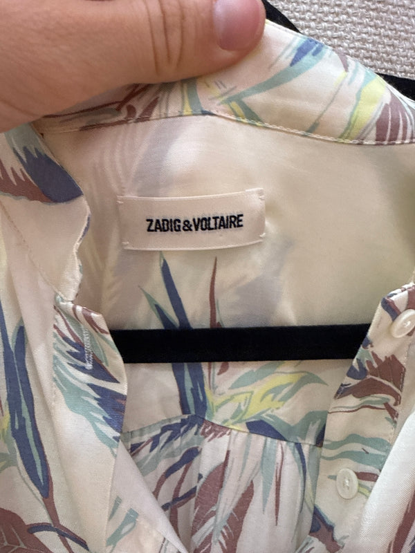 Zadig & Voltaire Robe Bleu et blanche Robe motif feuilles T.L