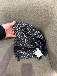 One Step - Foulard noir taches blanches franges - TU