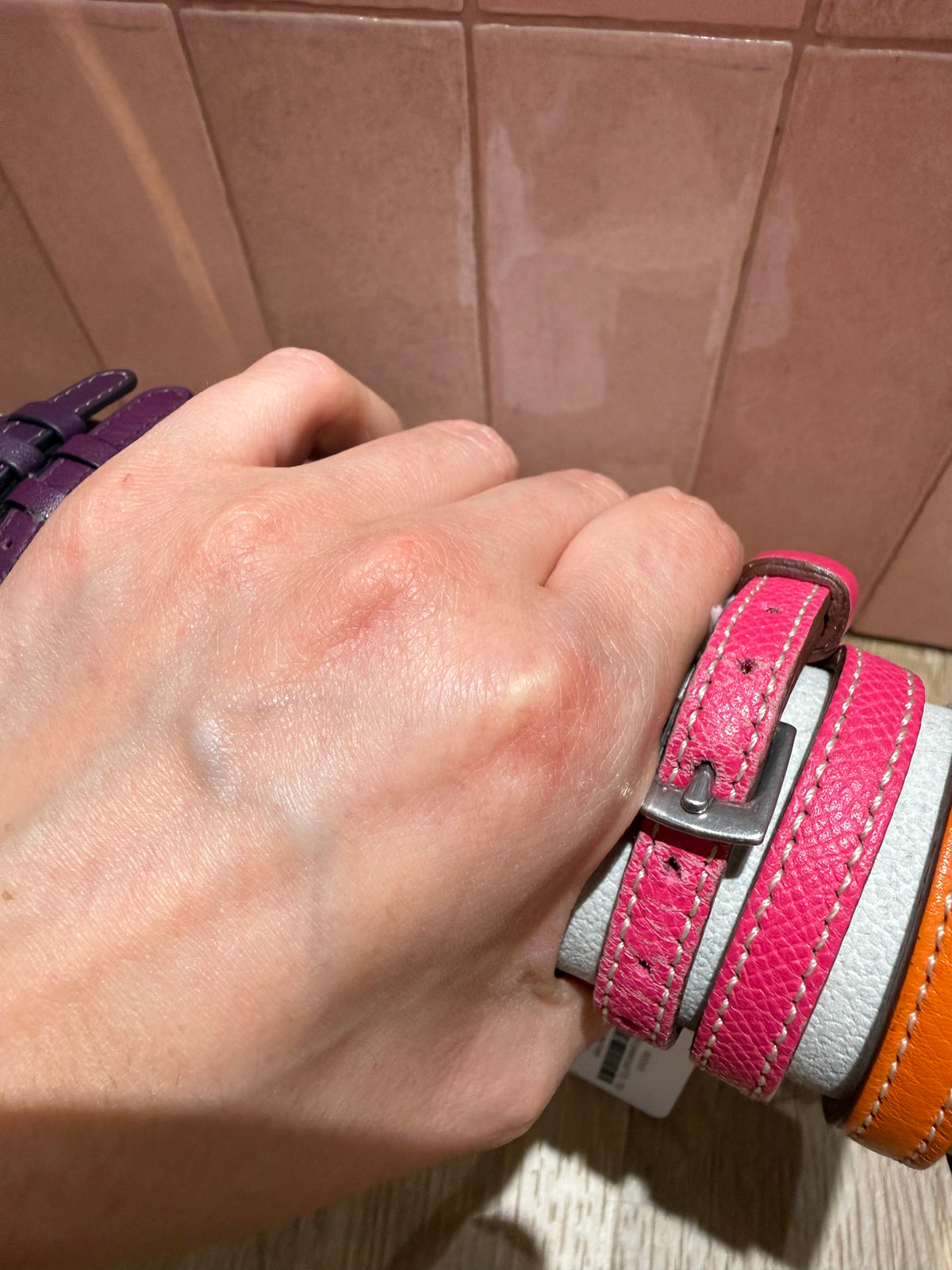 bracelet cuir rose