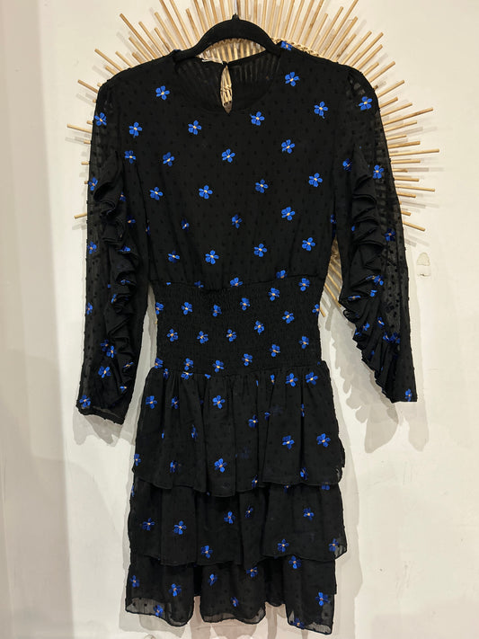 Robe noire fleurs bleues Taille S
