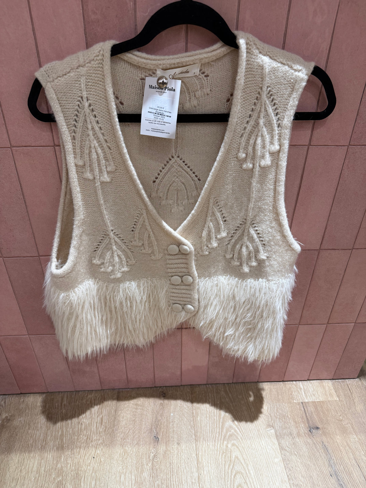 Gilet beige sans manches Alicedudu