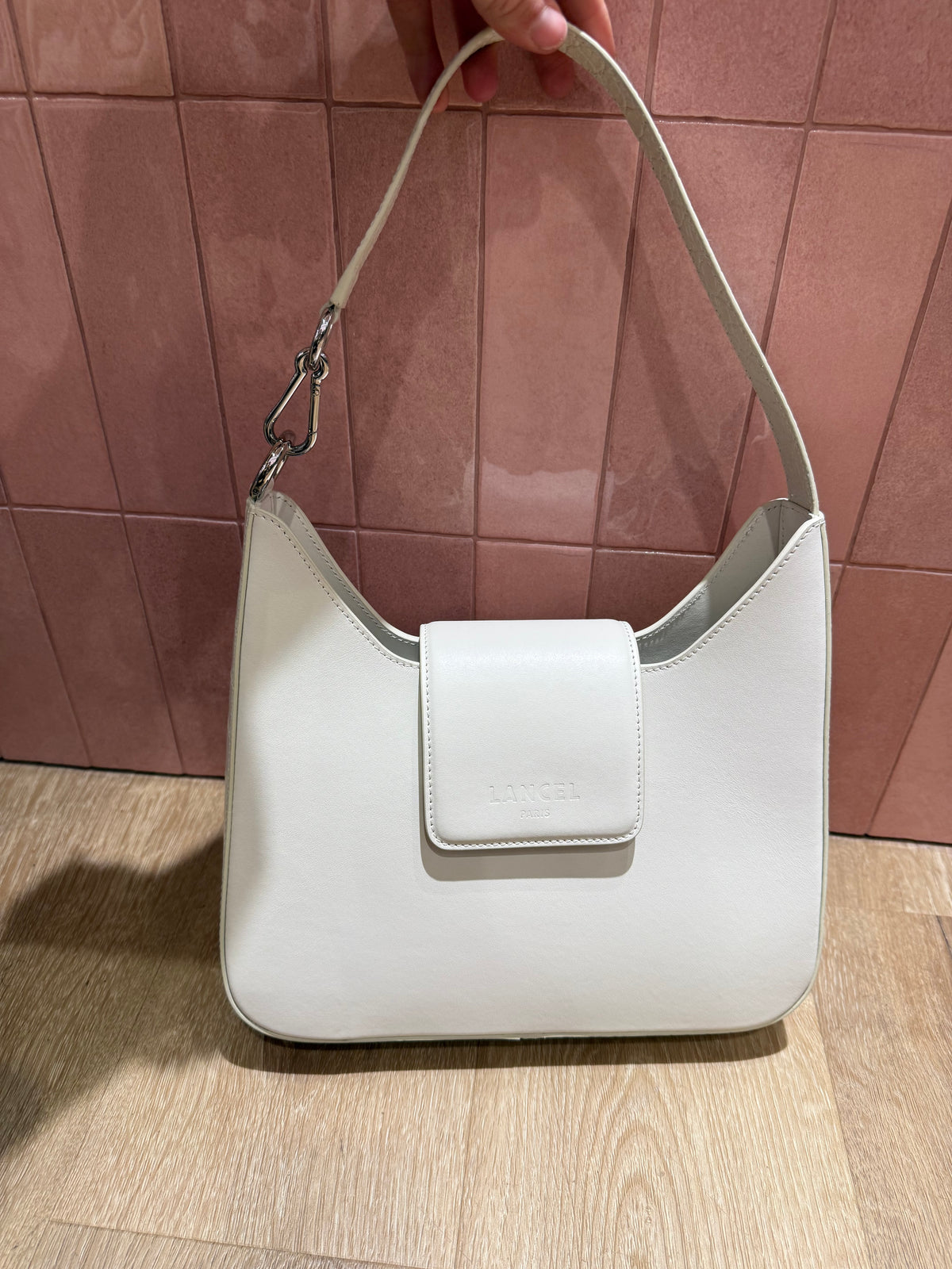 Sac blanc cuir Lancel