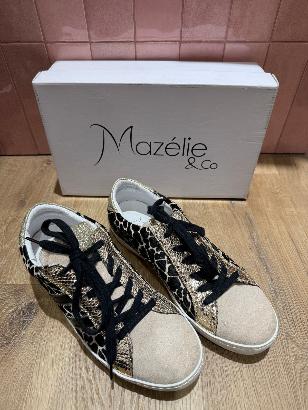 Baskets Doré léopard Mazélie T.39
