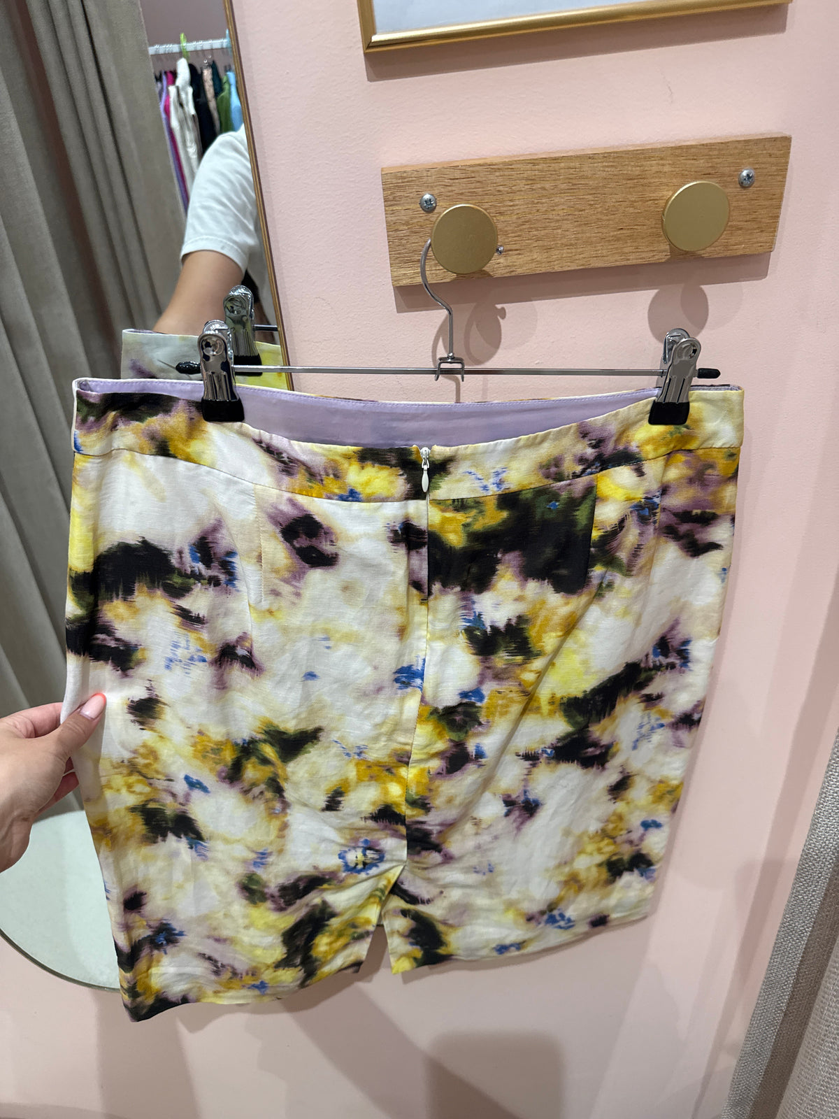 Jupe soie jaune et verte J.Crew T.38