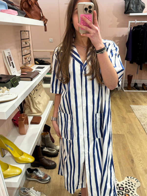 Robe APC blanche et bleue rayures T.M