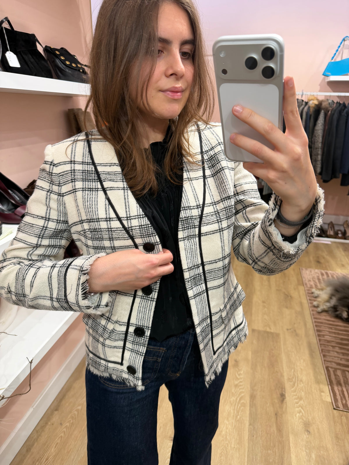 Claudie Pierlot Blazer Blanc T.36 TWEED/CARREAUX 07/09