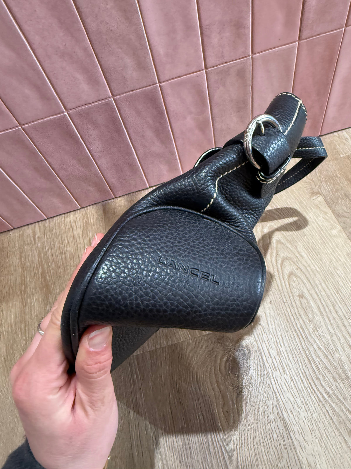 Sac noir lancel cuir grainé