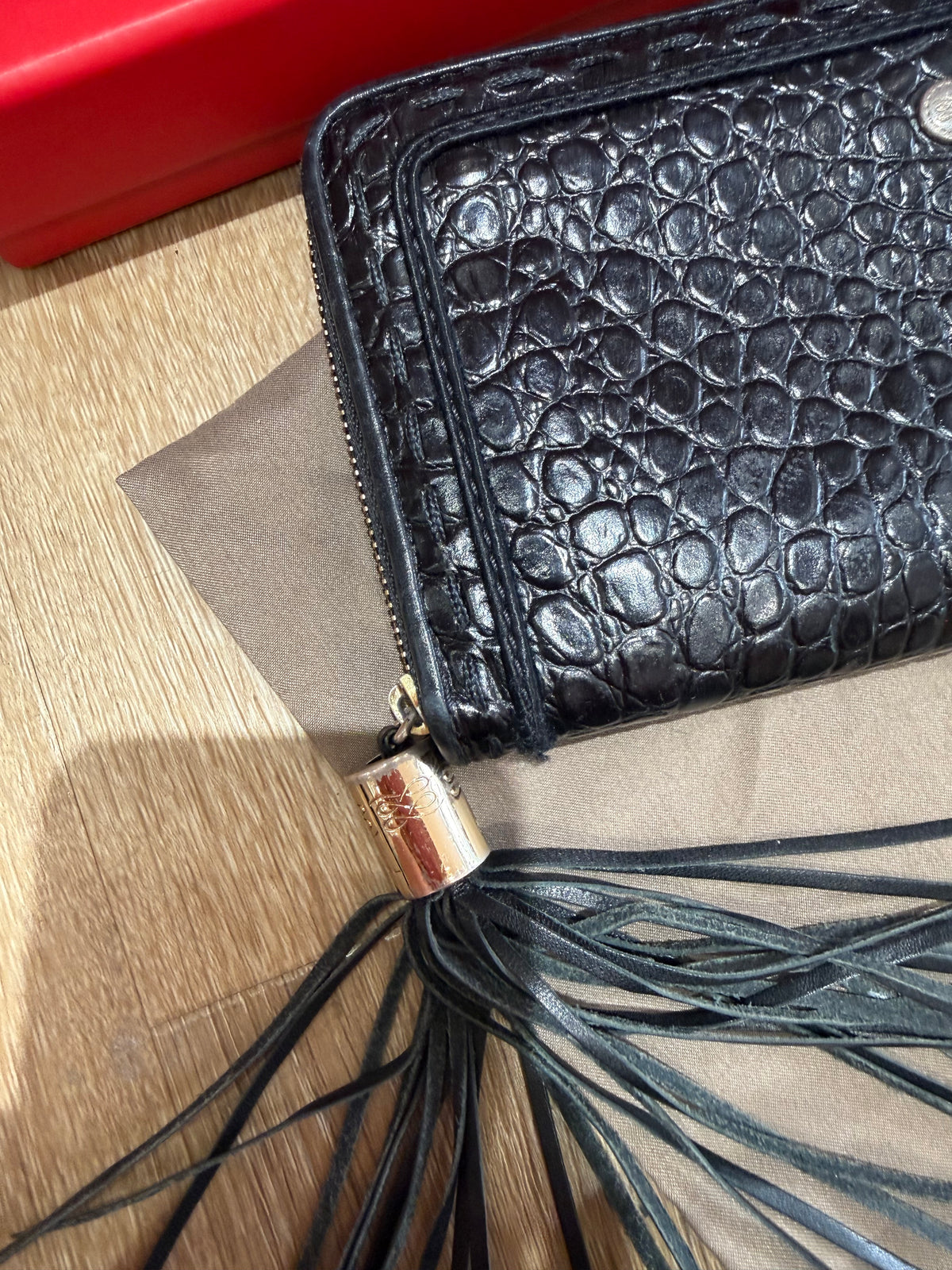 Porte-feuille lancel croco noir 30/06