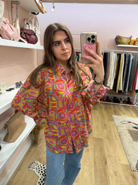 Ba&sh Chemise Orange et verte Chemise longue T.M 01/07