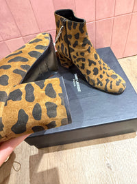 Bottines marron léopard Saint Laurent - T.38 07/10