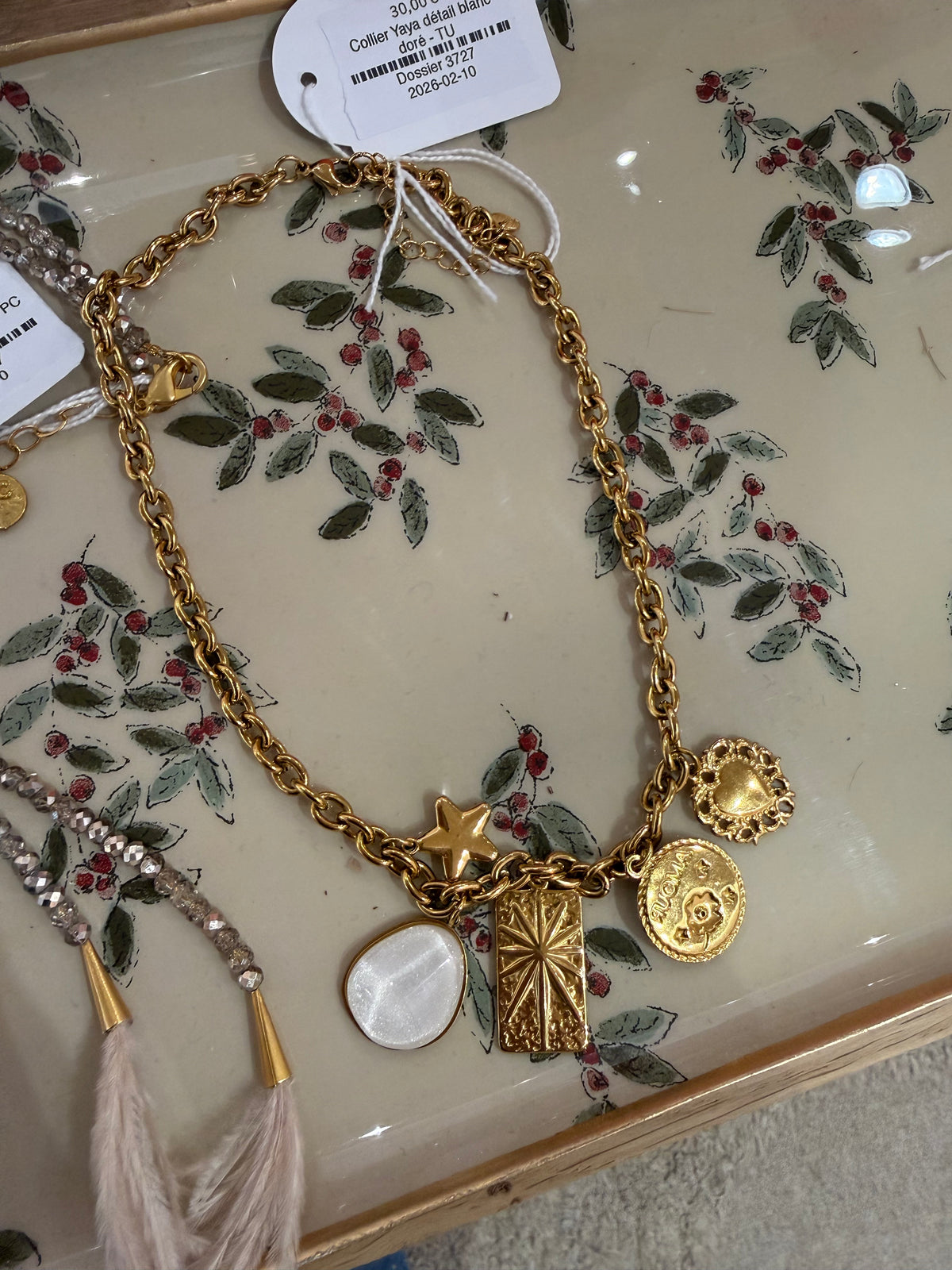 Collier lolo Yaya détail blanc doré - TU