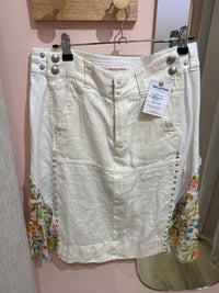 Jupe beige et fleurs bleu nolita T.L