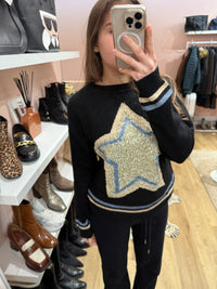 Pull noir étoile dorée Elisabetta Franchi T.M