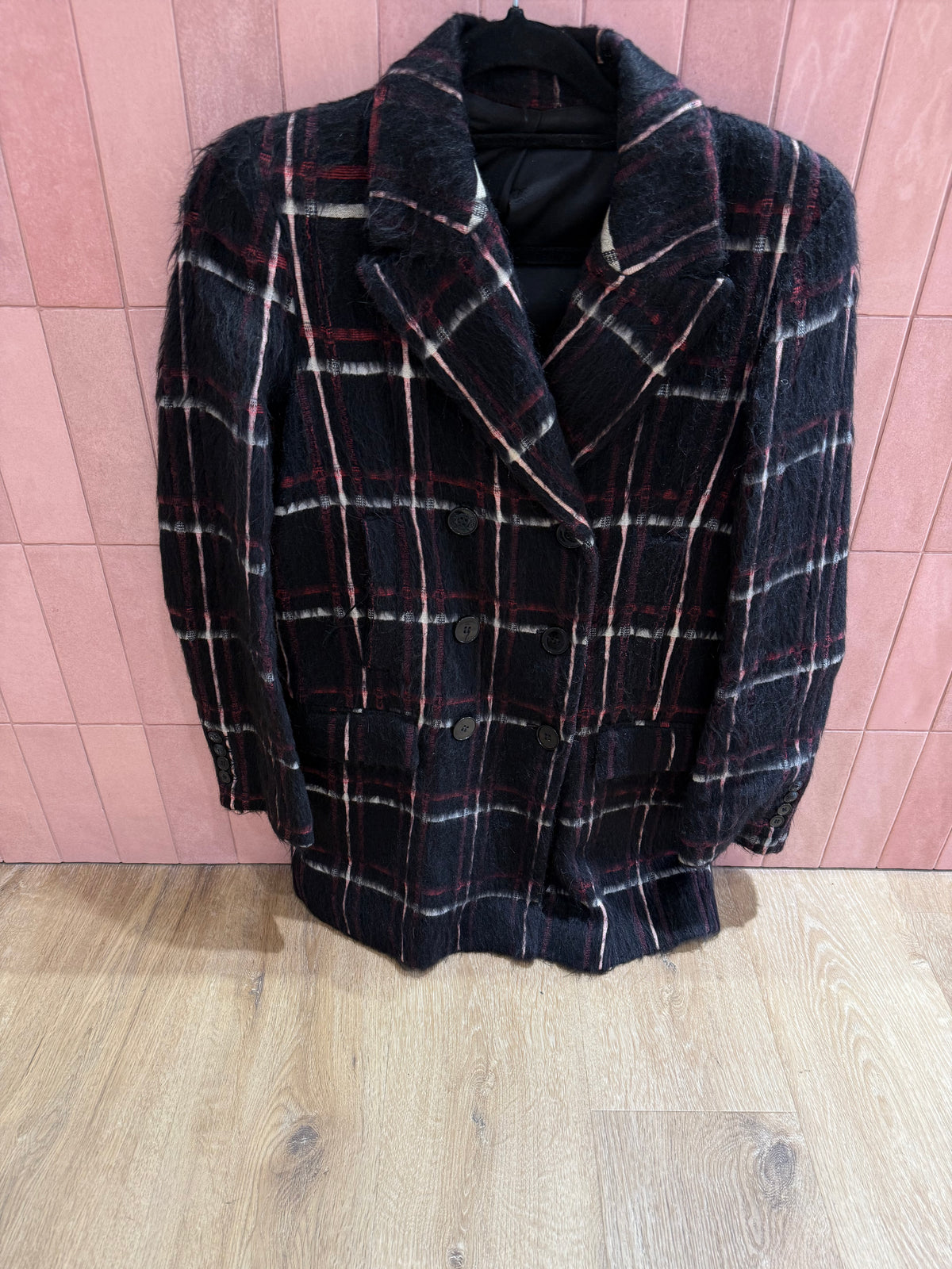 Manteau 36 The Kooples Noir carreaux rouge