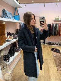 Manteau bleu nuit peau lainé Gérard Darel T.38 (L) 14/09