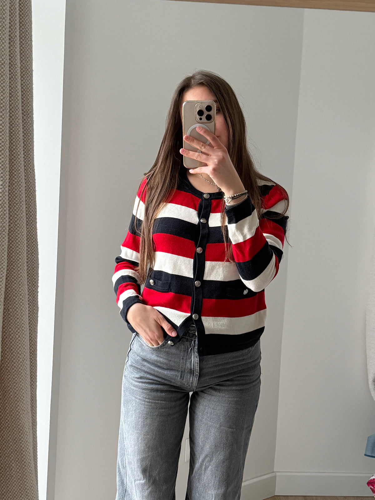 Claudie Pierlot Gilet Rouge & blanc T.S