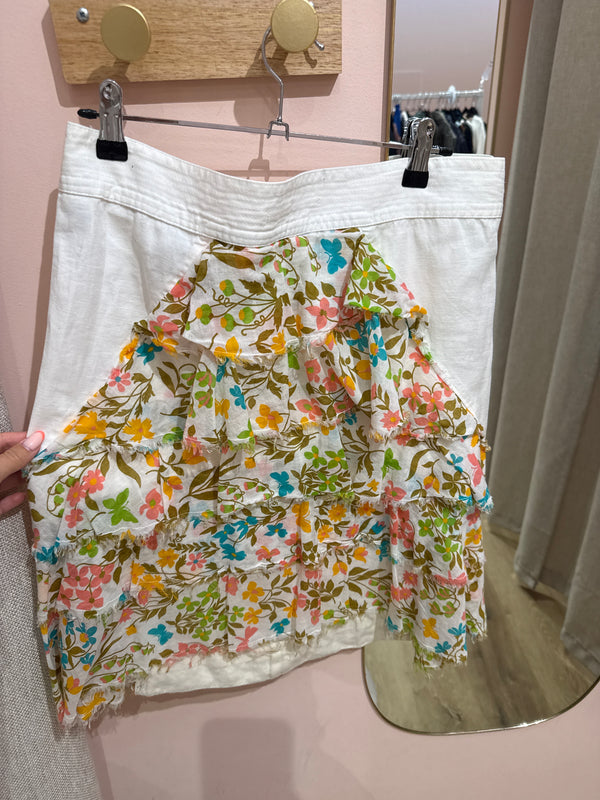 Jupe beige et fleurs bleu nolita T.L