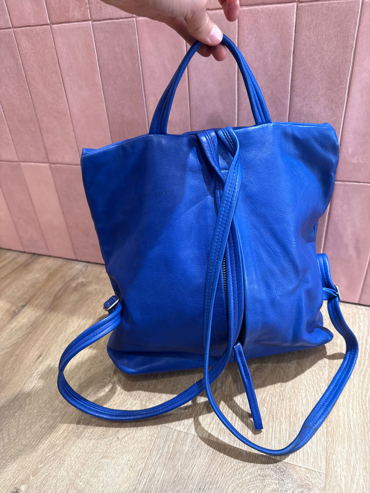 Sac à dos bleu roi cuir Naterra 27/05