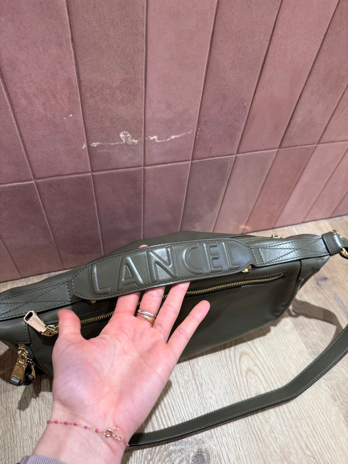 Sac lancel vert en cuir