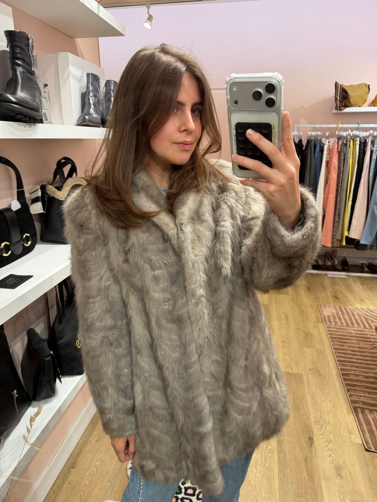 Manteau en vison gris taille 38 26/08
