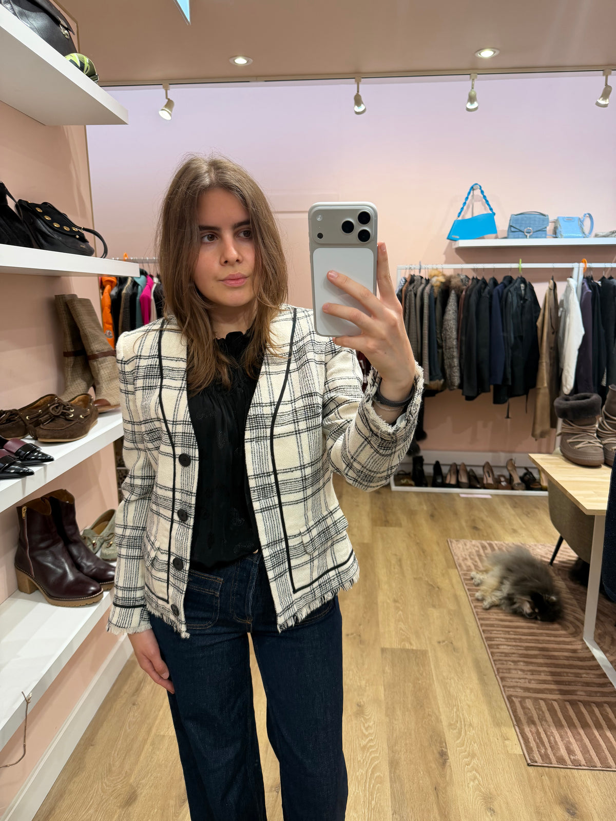 Claudie Pierlot Blazer Blanc T.36 TWEED/CARREAUX 07/09