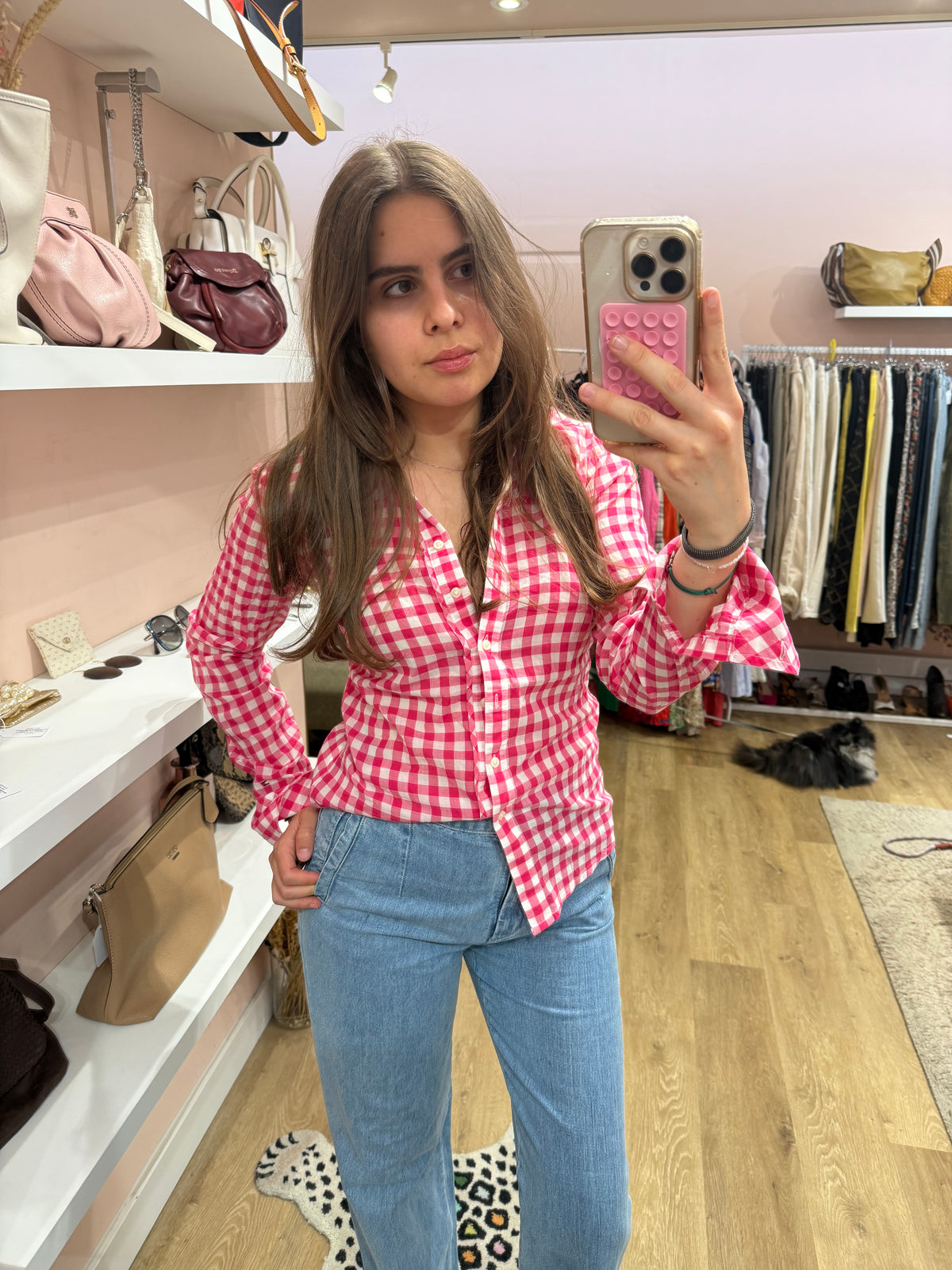 Chemise carreaux rose Tommy Hilfiger T.XS 01/07